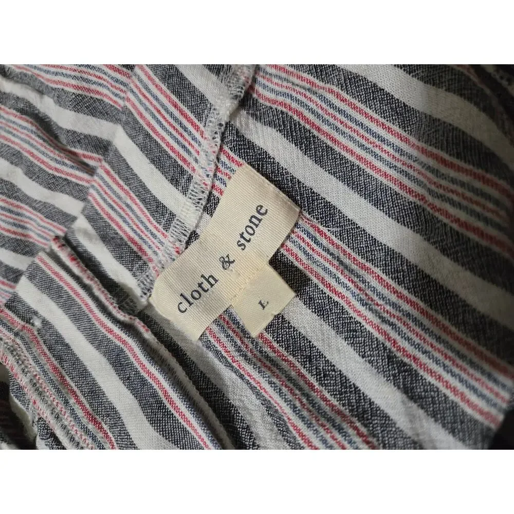Anthropologie Tank Top Cloth & Stone Stripe Frayed Split Open Back Large Boho - Picture 5 of 5
